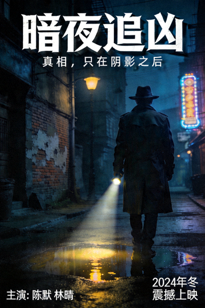 悬疑犯罪剧《暗夜追凶》海报，昏暗街道与侦探背影